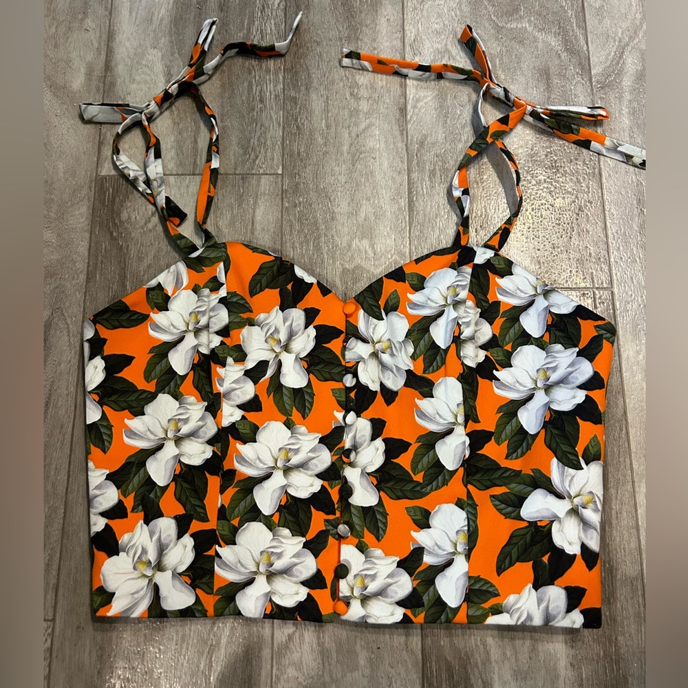 Alice + Olivia Floral Print Crop Top Size 8